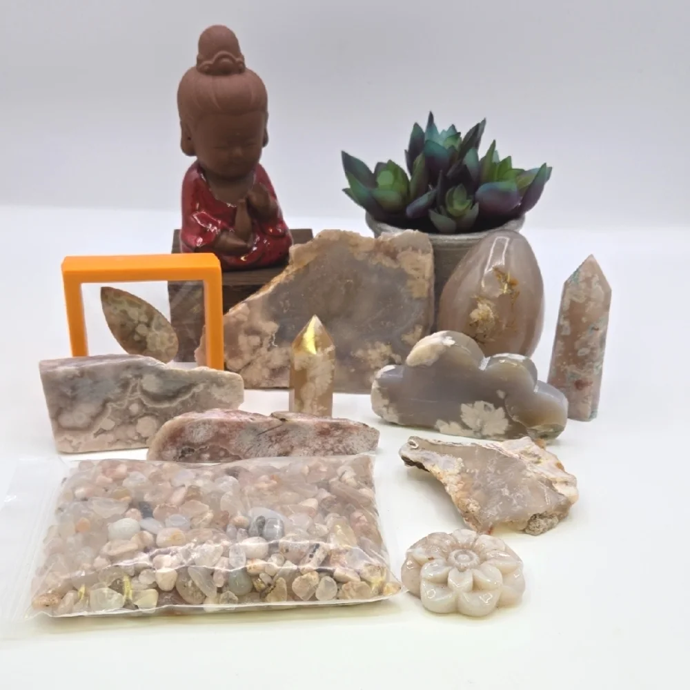 CLEARANCE Flower Agate Crystal Bundle Towers Freeforms Carvings